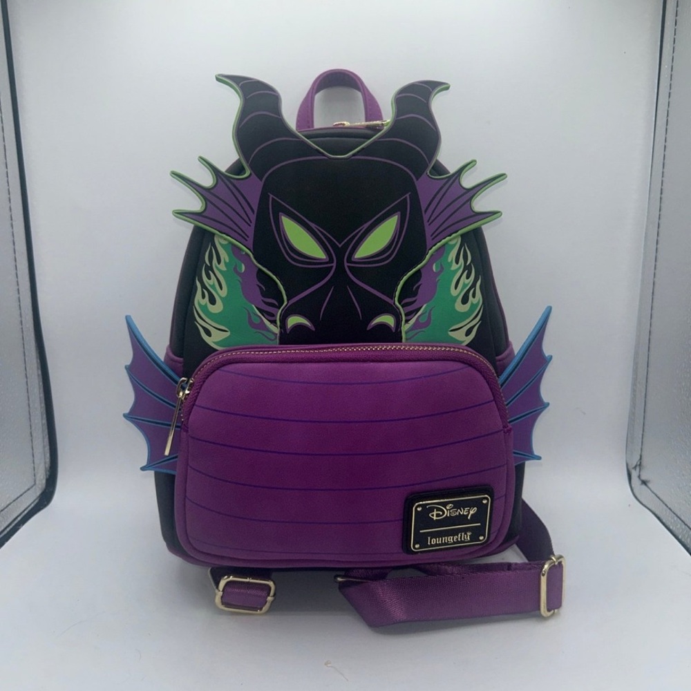 Loungefly Disney Maleficent Dragon Mini Backpack Glow In The Dark Flames
